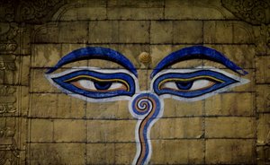 काठमांडू, काठमांडू घाटी में स्वयंभूनाथ मंदिर का विवरण (यूनेस्को विश्व विरासत सूची) द्वारा ब्लेज़ निकोलस ले सुयूर