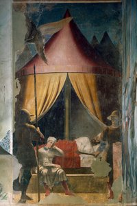 ट्रू क्रॉस का इतिहास। कॉन्स्टेंटाइन का सपना। (फ्रेस्को, 1459-1466 के बीच) द्वारा पिएरो डेला फ्रांसेस्का