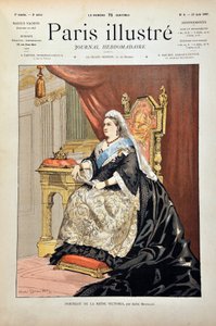 विक्टोरिया इरे का पोर्ट्रेट, इंग्लैंड की रानी (1819-1901) आंद्रे ब्रोइलेट द्वारा, 1887 की उत्कीर्णन "पेरिस-इलस्ट्रस जर्नल साप्ताहिक" में।