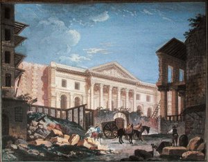 अकादमी डी चिरुर्गी, पेरिस का निर्माण, c.1780-89 (कागज पर गौचे) द्वारा पियरे एंटोनी डिमाची