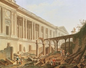 होटल डे बॉर्बन का विध्वंस और लौवर कोलोनाडे को साफ़ करना, c.1764