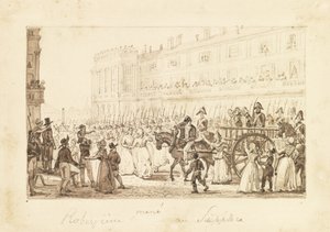 रोबेस्पिएरे और उनके साथी उनके निष्पादन के लिए नेतृत्व कर रहे थे, 1794