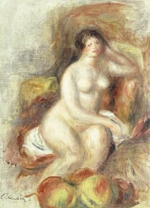 सेब के साथ बैठी नग्न महिला; नग्न महिला बैठना और सेब, c.1908