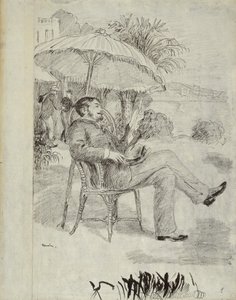 बोर्डर के एक होटल के टेरेस पर: द पेंटर जीन मार्टिन ने अपने बिल की समीक्षा की, 1881 द्वारा पियरे अगस्टे रेनॉयर