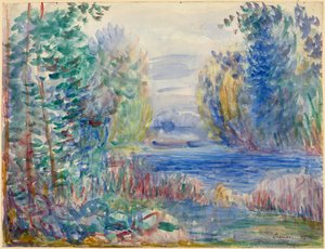 "" Paysage de riviere "" (नदी लैंडस्केप) पियरे अगस्टे रेनॉयर द्वारा जल रंग (1841-1919) 1890 आकार 25.4x33.8 सेमी अल्बर्टिना, वियना द्वारा पियरे अगस्टे रेनॉयर