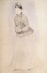 एक मफ वाली महिला, c1883-c1884 द्वारा पियरे अगस्टे रेनॉयर