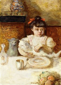 बच्चे और बिल्लियाँ; Enfant एट चैट, c.1906 (कैनवास पर तेल) द्वारा पियरे बोनार्ड