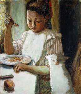 शिशु और बिल्ली; L&39;Effant au Chat, c.1906 (कैनवास पर तेल) द्वारा पियरे बोनार्ड