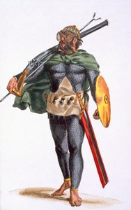 कैप वर्डे आइलैंड्स का एक योद्धा, &39;हिस्ट्री ऑफ ट्रैवल्स&39;, 1780 से (हाथ से रंगा हुआ उत्कीर्णन) द्वारा पियरे डुफोलोस
