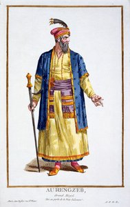 औरेंगज़ेब, मंगोल संग्रह के महान खान प्रिंटों के संग्रह से, सभी मौजूदा परमाणुओं की पोशाक के बाद, रंग और डिग्नेइट्स का प्रतिनिधित्व करते हुए, 1780 में प्रकाशित हुआ (हाथ से सजी रंग की द्वारा पियरे डुफोलोस