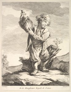 एक लड़का, जो कि लिव डी डे फिगर एप्रेज़ लेस पोर्सिलेन डी ला एम ..., 1757 से एक बर्तन पकड़े हुए था।