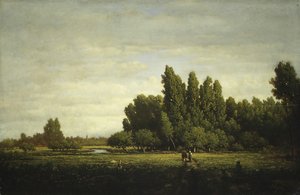 पेड़ों से घिरा एक घास का मैदान, ca. 1845। द्वारा पियरे इटियेन थियोडोर रूसो