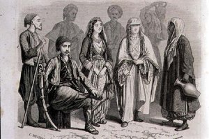 1860 के दशक में अनातोलियन पोशाक, स्टीफन पनेमेकर (1847-1930) द्वारा उकेरी गई (उत्कीर्णन) द्वारा पियरे यूजीन (बाद) ग्रैन्डशायर