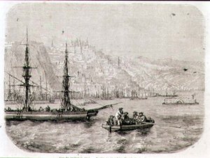 1860 के दशक में क्यूबेक का दृश्य, लैली द्वारा उकेरा गया (उत्कीर्णन) द्वारा पियरे यूजीन (बाद) ग्रैन्डशायर
