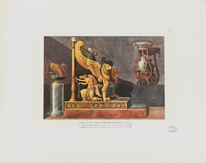 सीडी के घर में आर्मचेयर और फूलदान, &39;आंतरिक सजावट का संग्रह जिसमें प्रस्तुत करने से संबंधित है&39;, प्रकाशित पेरिस, 1801