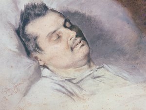होनोर डी बाल्ज़ाक (१ his ९९ -१ ,५०) उनकी मृत्यु के दिन, १५ अगस्त १ past५० (कागज़ पर पेस्टल अंड चाक)