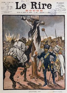 लोगों की स्वतंत्रता को क्रूस पर चढ़ाया गया ("" गोलगोथा 1918 "") - जीनियट द्वारा, 03/30/1918 के "" ले लियर रूज "" में (उत्कीर्णन)