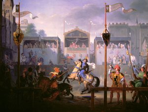 18 वीं चौदहवीं शताब्दी में एक टूर्नामेंट का दृश्य (विस्तार से देखने के लिए 89703)