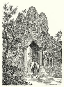 अंगकोर-थॉम का उत्तरी द्वार (उत्कीर्णन)