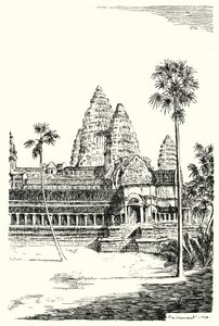 अंगकोर वाट की मीनारें (उत्कीर्णन)