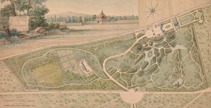 चेटेउ डे बगाटेल के बगीचे की योजना, 1817। द्वारा पियरे लापी