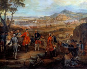फ़्लैंडर्स का अभियान (1745-1747): "" 11 अक्टूबर 1744 को ब्रिसगौ में फ़्राइबर्ग की घेराबंदी""" लुई XV सैन्य अभियानों का निर्देशन करता है। पियरे निकोलस लेनफेंट (१७०४-१७८७) द्वारा १८वीं सदी के सूर्य की पेंटिंग। 2,75x2,5 वर्ग मीटर