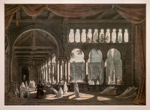 रॉबर्ट द डेविल, एक्ट III की दूसरी पेंटिंग के लिए सजावट। १८३१. लिथोग्राफी द्वारा पियरे ल्यूक चार्ल्स सिसेरी