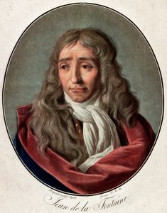 जीन डे ला फोंटेन (लाफोंटेन) (1621-1695) का पोर्ट्रेट, पियरे मिशेल एलिक्स द्वारा उत्कीर्ण फ्रांसीसी कवि (1762-1817) द्वारा एम्ब्रोस लुई गार्नेरी (1783-1857) द्वारा पियरे मिशेल एलिक्स