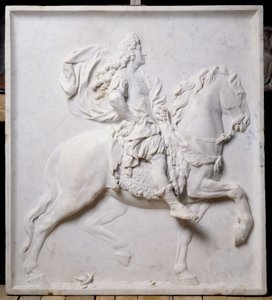 घोड़े (मूर्तिकला) पर लुई XIV (1638-1715) का प्रतिनिधित्व करने वाली कम राहत द्वारा पियरे पुगेट