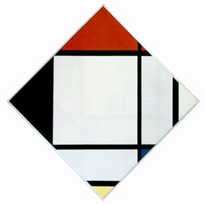 लाल, काले, नीले और पीले रंग में लोज़ेंज की रचना, 1925