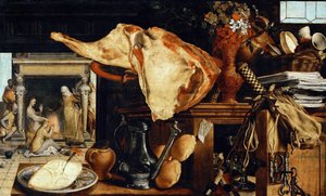 वैनिटी स्टिल लाइफ (मार्था और मैरी के घर में क्राइस्ट) - पीटर एर्टसन (डीट लैंग पियर) (1508-1575)। लकड़ी पर तेल द्वारा पीटर एर्टसन