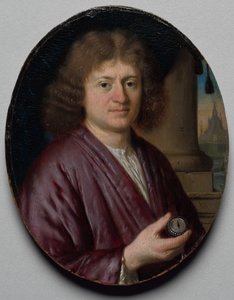 एक आदमी होल्डिंग की पोर्ट्रेट एक घड़ी, सी। 1665-1670।