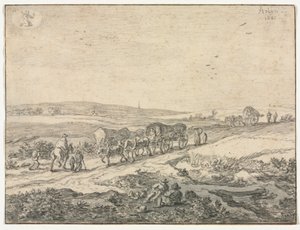 अगस्त: वैगन्स के साथ लैंडस्केप, c.1655। द्वारा पीटर मोलिन