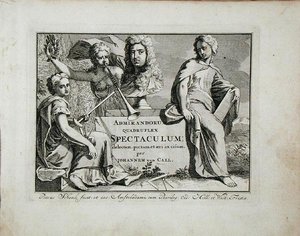 जनवरी वैन कॉल (1656-1703) द्वारा 'एडमिरंडोरम क्वाड्रप्लेक्स स्पेक्ट्रम' से शीर्षक पृष्ठ, 1715 से पहले प्रकाशित (उत्कीर्णन) द्वारा पीटर शेंक