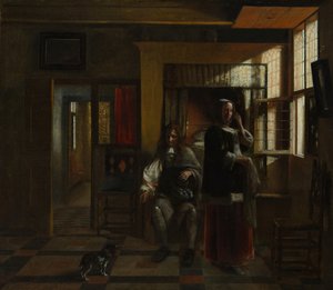 एक युवा जोड़े के साथ इंटीरियर, शायद सीए। 1662-1665। द्वारा पीटर डी हूच