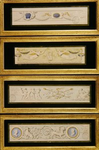 फ्रिज़ के लिए चार डिज़ाइन, c.1823 (पानी के रंग का, स्याही और कागज पर धोना) द्वारा पिएत्रो (attr। To) घिनेलि