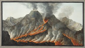 सर विलियम हैमिल्टन (1730-17803) द्वारा &39;कैंप्टी फलेग्राई: अवलोकेन ऑफ द टू वेसिलिअल्स के ऑब्ज़र्वेशन ऑफ़ द टू सिसलीज़&39; से प्लेट 10, 1756 में एक मूल ड्राइंग से माउंट वेसुवियस का क्रेटर