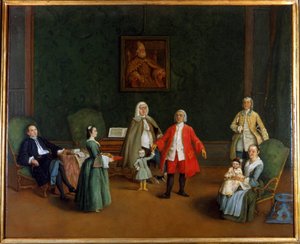 पारिवारिक चित्र, पिएत्रो लोंगी (1702 - 1785), तेल चित्रकला, पलाज़ो लेवी मोंटालसिनी। द्वारा पिएत्रो लोंगी
