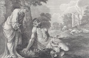 अय्यूब को उसकी पत्नी द्वारा डांटा गया, 1730-39।