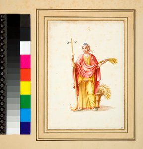 चित्रों के साथ दीवार का बड़ा डिजाइन। (काली चाक, कुछ कलम और भूरी स्याही से। पानी के रंग से रंगा हुआ) द्वारा पिएत्रो सैंटी बार्टोली