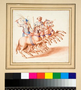 दो सारथी (काली चाक, कुछ कलम और भूरी स्याही से। पानी के रंग से रंगे हुए)