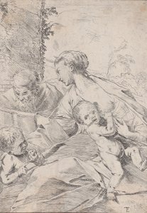 संत जॉन के साथ एक सेब पकड़े पवित्र परिवार, ca. 1630. द्वारा पिएत्रो टेस्टा