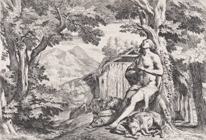 सूअरों के बीच उड़ाऊ पुत्र, चार प्रिंटों की एक श्रृंखला से, लगभग। 1645. द्वारा पिएत्रो टेस्टा