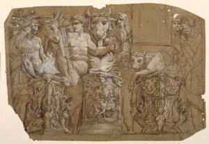 पोलिडोरो दा कारवागियो (c.1499-1543) के बाद प्राचीन बलिदान और पर्सियस और एंड्रोमेडा का विवाह द्वारा पिएत्रो दा कोर्टोना