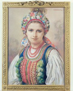 क्रेकोवियन ब्राइड, 1917 (कार्डबोर्ड पर पेस्टल) द्वारा पिओटर स्टैच्यूविज़