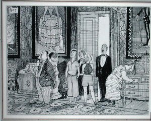 ब्रिटिश चरित्र: ऐतिहासिक घरों में गहरी रुचि, पंच से चित्रण, 8 जुलाई 1936 को प्रकाशित (कागज पर कलम और स्याही) द्वारा पोंटे