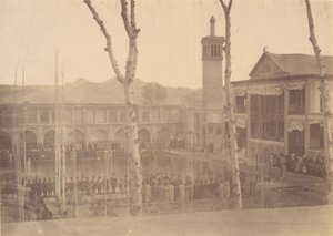 [शाह का महल, शाहफेटे डी सलाम, तेहरान, ईरान को सम्मान देते हुए [वही ..., 1840-60 के दशक। द्वारा संभवतः लुइगी पेस द्वारा।
