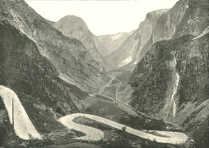 ज़िग-ज़ैग सड़क और झरने, स्टालहेम, नॉर्वे, 1895।