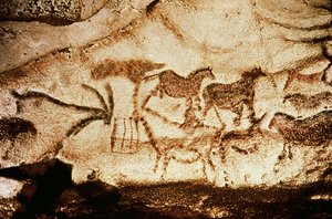 अल्तामिरा में गुफाओं से घोड़े और हिरण, c.15000 ईसा पूर्व (गुफा पेंटिंग)