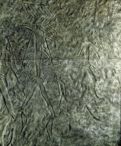 प्रागितिहास, रॉक कला: मानव आकृतियों के पेट्रोग्लिफ (पत्थर पर भित्तिचित्र)। नवपाषाण काल, पाषाण युग। (अज़रबैजान) कांस्य युग। बाकू, अज़रबैजान राज्य धर्म इतिहास संग्रहालय द्वारा प्रागैतिहासिक प्रागैतिहासिक